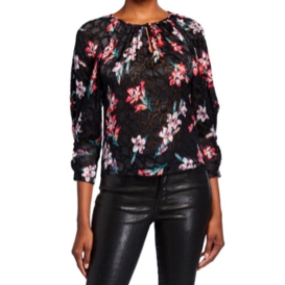Rebecca Taylor Silk Blend Noah Flowered Blouse 6 - Picture 1 of 12